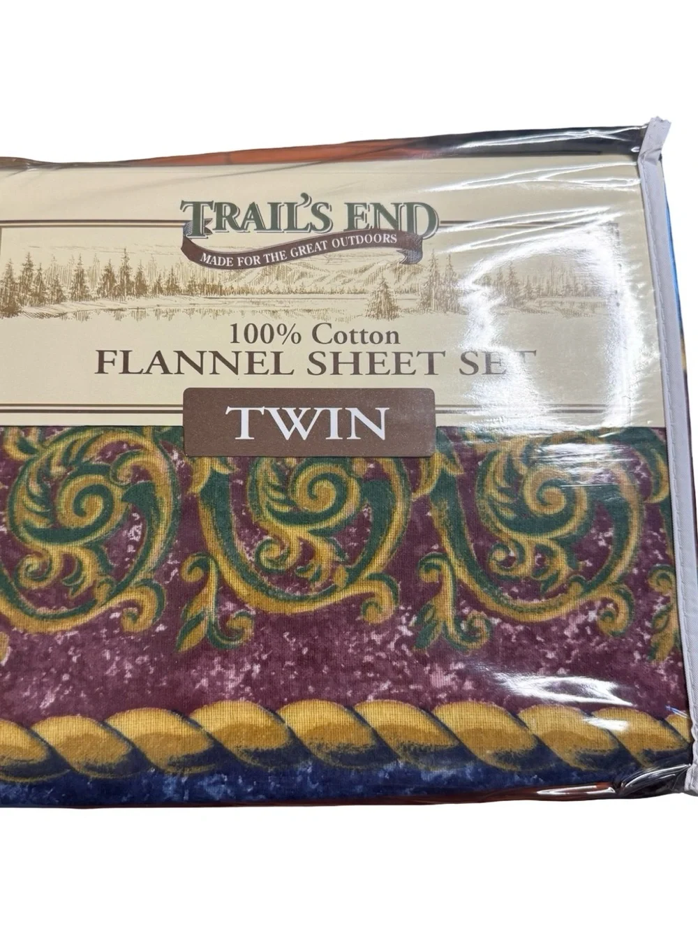 Vintage Trail’s End 100% Cotton Blue Geometric‎ Twin Sheets Made In Portugal